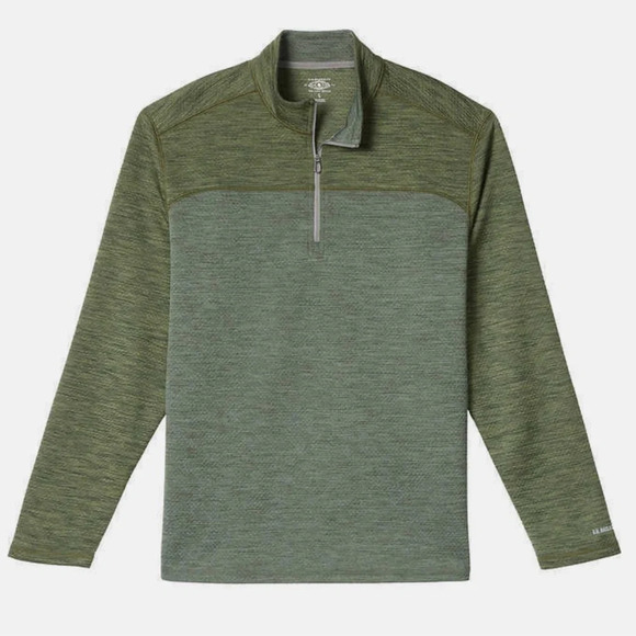 Men’s G.H. Bass & Co Athletic 1/4 Zip Pullover Jacket Lg Heathered Green 2 Tone - Picture 1 of 10